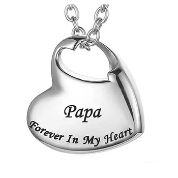 Stainless Steel Cremation Urn Necklace for Ashes Forever in My Heart Carved Locket Keepsake Waterproof Memorial Pendent