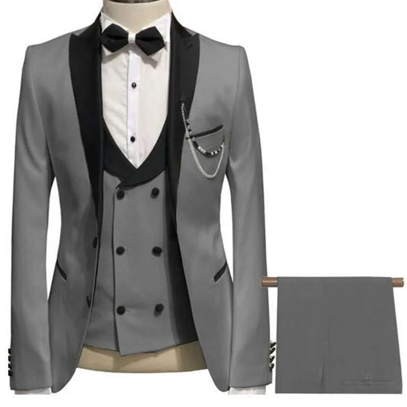 2020 Custom Elegant Grey Men Suit Prom Tuxedo Slim Fit 3 Piece ( Jacket Vest Pants ) Groom Wedding Suits For Men Custom Blazer
2020 Custom Elegant Grey Men Suit Prom Tuxedo Slim Fit 3 Piece ( Jacket Vest Pants ) Groom Wedding Suits For Men Custom Blazer