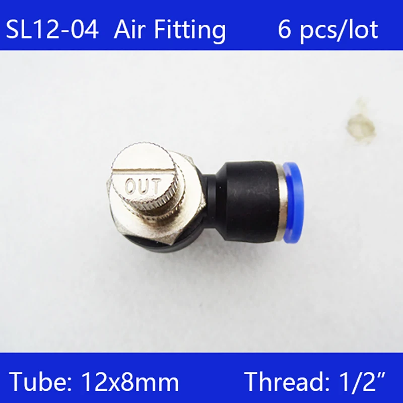 

HIGH QUALITY 6 Pcs of SL12-04, 12mm Push In to Connect Fitting 1/2" Thread Pneumatic Speed Controller SL12-04