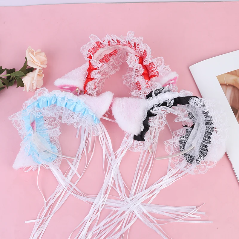 Women Girls Ruffles Lace Faux Silk Headband Cute Plush Cat Ears Ribbon Tassels Bell Decor Hair Hoop Lolita Anime Cosplay
Women Girls Ruffles Lace Faux Silk Headband Cute Plush Cat Ears Ribbon Tassels Bell Decor Hair Hoop Lolita Anime Cosplay