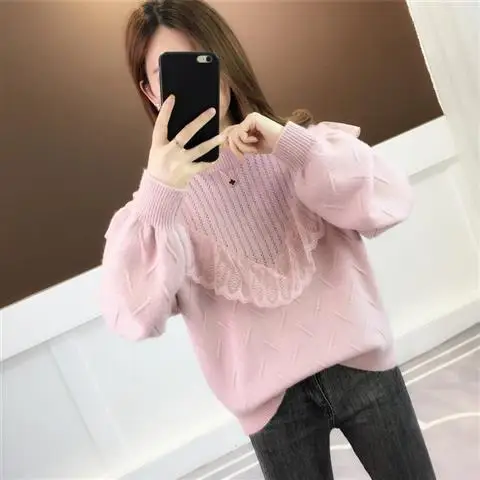 2021 Top Cotton Autumn Winter Ladies Knitted O-neck Lace Casual Sweater Full Sleeve New Elegant Pullovers Femal Sweater H07
2021 Top Cotton Autumn Winter Ladies Knitted O-neck Lace Casual Sweater Full Sleeve New Elegant Pullovers Femal Sweater H07