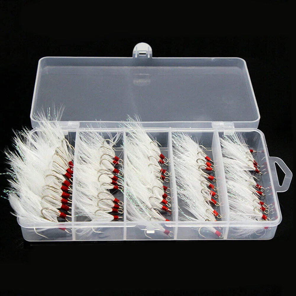 50pcs Fishing Treble Hooks White Feather Fly Disguise Lure Dressed 2/4/6/8/10# Tackle 5 Size*10pcs Fsihing Bait
50pcs Fishing Treble Hooks White Feather Fly Disguise Lure Dressed 2/4/6/8/10# Tackle 5 Size*10pcs Fsihing Bait