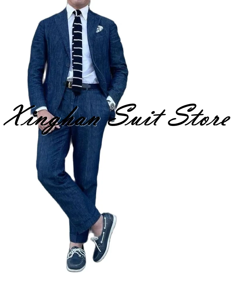 Costume Homme Denim Notch Lapel Two Buttons Suits Tailor-Made Slim Fit Prom Tuxedos Wedding Groom Formal Work Casual Wear 2 Pcs
Costume Homme Denim Notch Lapel Two Buttons Suits Tailor-Made Slim Fit Prom Tuxedos Wedding Groom Formal Work Casual Wear 2 Pcs