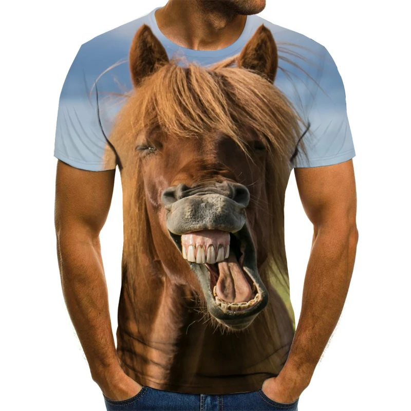 3D animal print T-shirt men's summer short-sleeved tops Funny horse print 3D T-shirt hip hop men casual tops
3D animal print T-shirt men's summer short-sleeved tops Funny horse print 3D T-shirt hip hop men casual tops