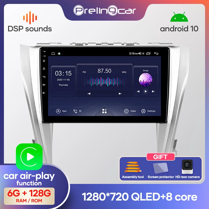 Prelingcar для Тойота Камри XV50 XV55 авто магнитолы До 4G+64G Android 10 8 ЯДЕР DSP Навигация GPS