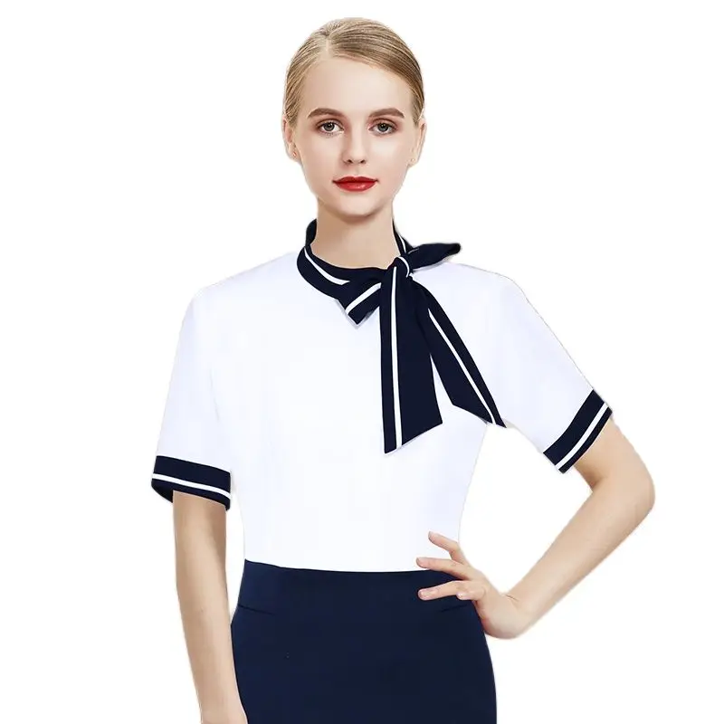 New Hot Sale Women Summer Professional Wear Flight Stewardess Uniform Hotel Front-Desk Skirt Work Clothes Shirt Skirt Suit
New Hot Sale Women Summer Professional Wear Flight Stewardess Uniform Hotel Front-Desk Skirt Work Clothes Shirt Skirt Suit
