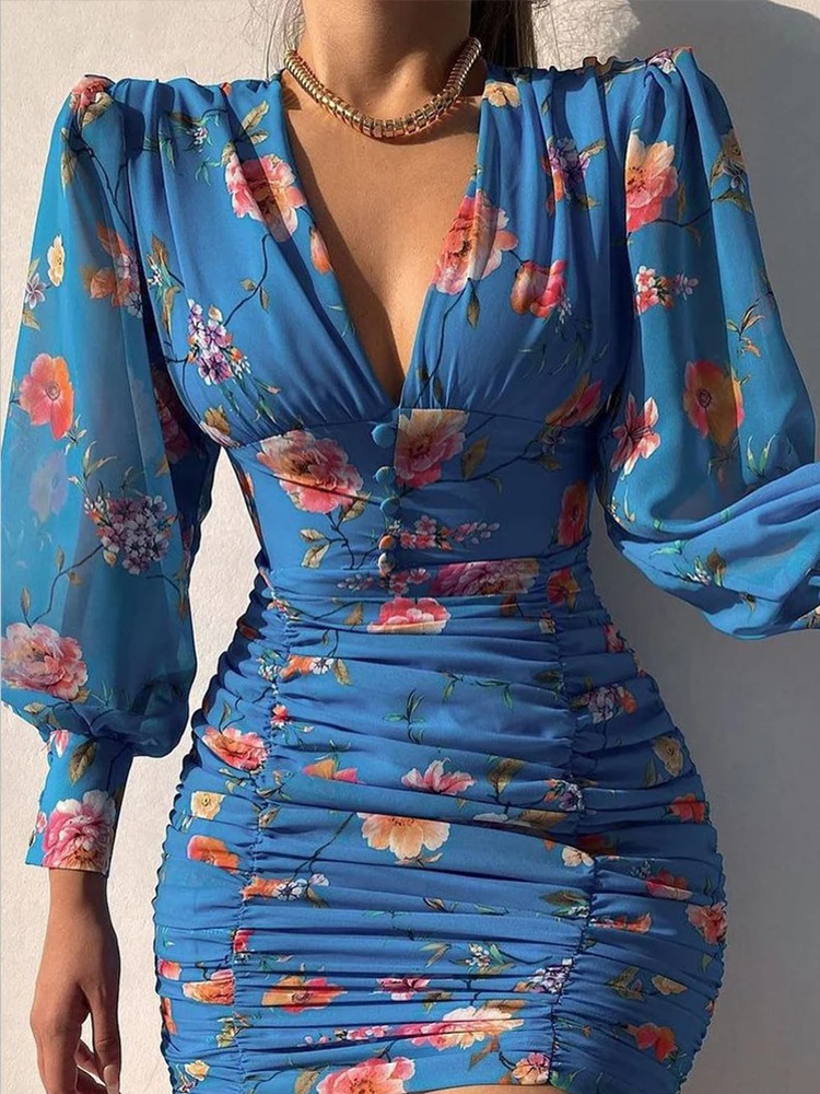 Print Floral Ruched Dress women 2021 autumn Y2K Sexy Puff Lantern Sleeve Plunge Bodycon Mini Club Party dresses
Print Floral Ruched Dress women 2021 autumn Y2K Sexy Puff Lantern Sleeve Plunge Bodycon Mini Club Party dresses