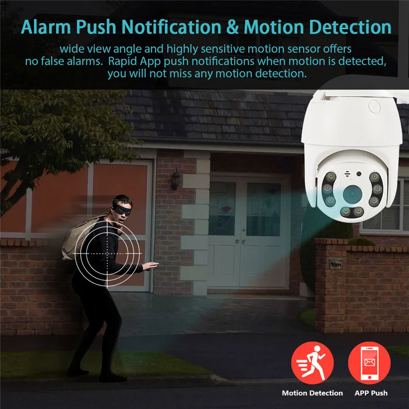 1080P IR Wifi Camera IP Camera Motion Detect Auto-Tracking PTZ 4X Zoom 2-way Audio P2P CCTV Camera Security Outdoor Dome Cam
1080P IR Wifi Camera IP Camera Motion Detect Auto-Tracking PTZ 4X Zoom 2-way Audio P2P CCTV Camera Security Outdoor Dome Cam