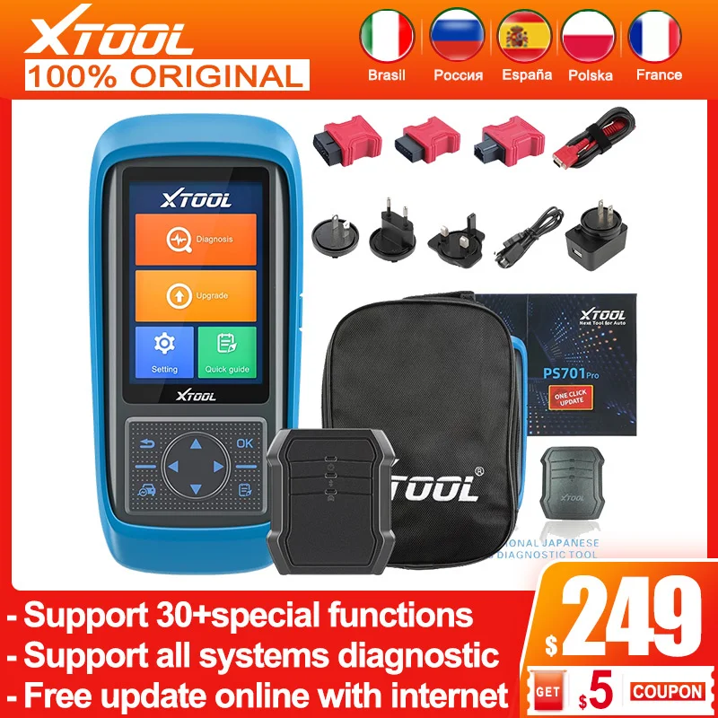 Новый профессиональный диагностический инструмент XTOOL PS701Pro с активным тестированием, онлайн обновление, Bluetooth, совместимый с японским авто...
Новый профессиональный диагностический инструмент XTOOL PS701Pro с активным тестированием, онлайн обновление, Bluetooth, совместимый с японским авто...