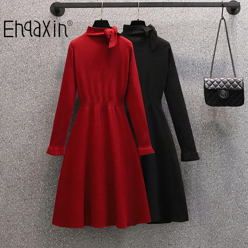 EHQAXIN Winter Women's Knitted Dress New Fashion Elegant High Waist A-Shaped High Neck Bow Lace-Up Sweater Dresses Female L-4XL
EHQAXIN Winter Women's Knitted Dress New Fashion Elegant High Waist A-Shaped High Neck Bow Lace-Up Sweater Dresses Female L-4XL