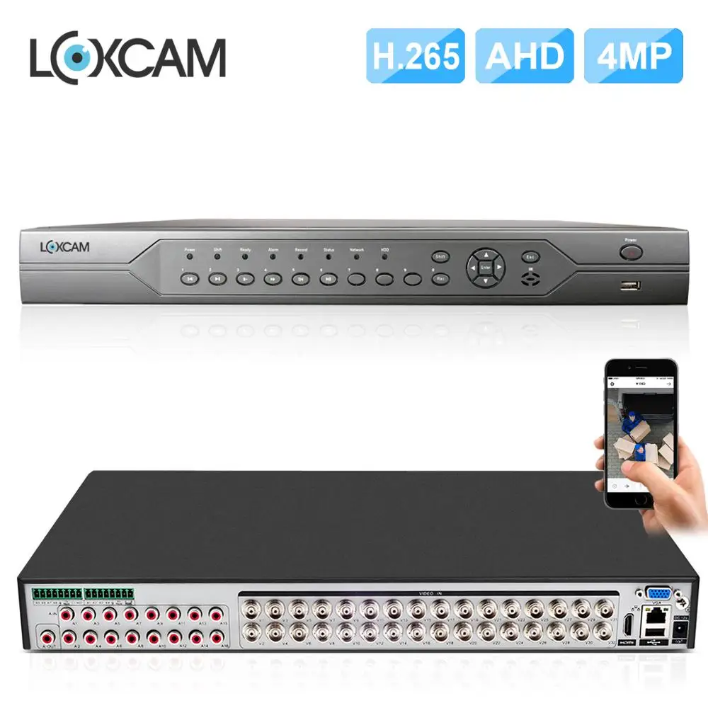 LOXCAM H.265 + 32ch 5M N/4MP AHD DVR 6 в 1 Гибридный CVI TVI сетевой видеорегистратор для камеры