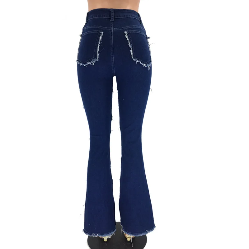 2021 spring new European and American trend fashion patchwork high waist tight hip horn women's denim trousers
2021 spring new European and American trend fashion patchwork high waist tight hip horn women's denim trousers