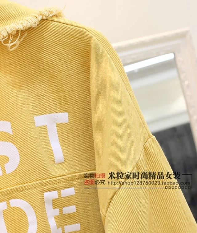 2020 Spring Clothing Students BF Wind Jeans Coat Women's Candy Color Letters Broken Hole Denim Jacket Female Loose Outwear
2020 Spring Clothing Students BF Wind Jeans Coat Women's Candy Color Letters Broken Hole Denim Jacket Female Loose Outwear