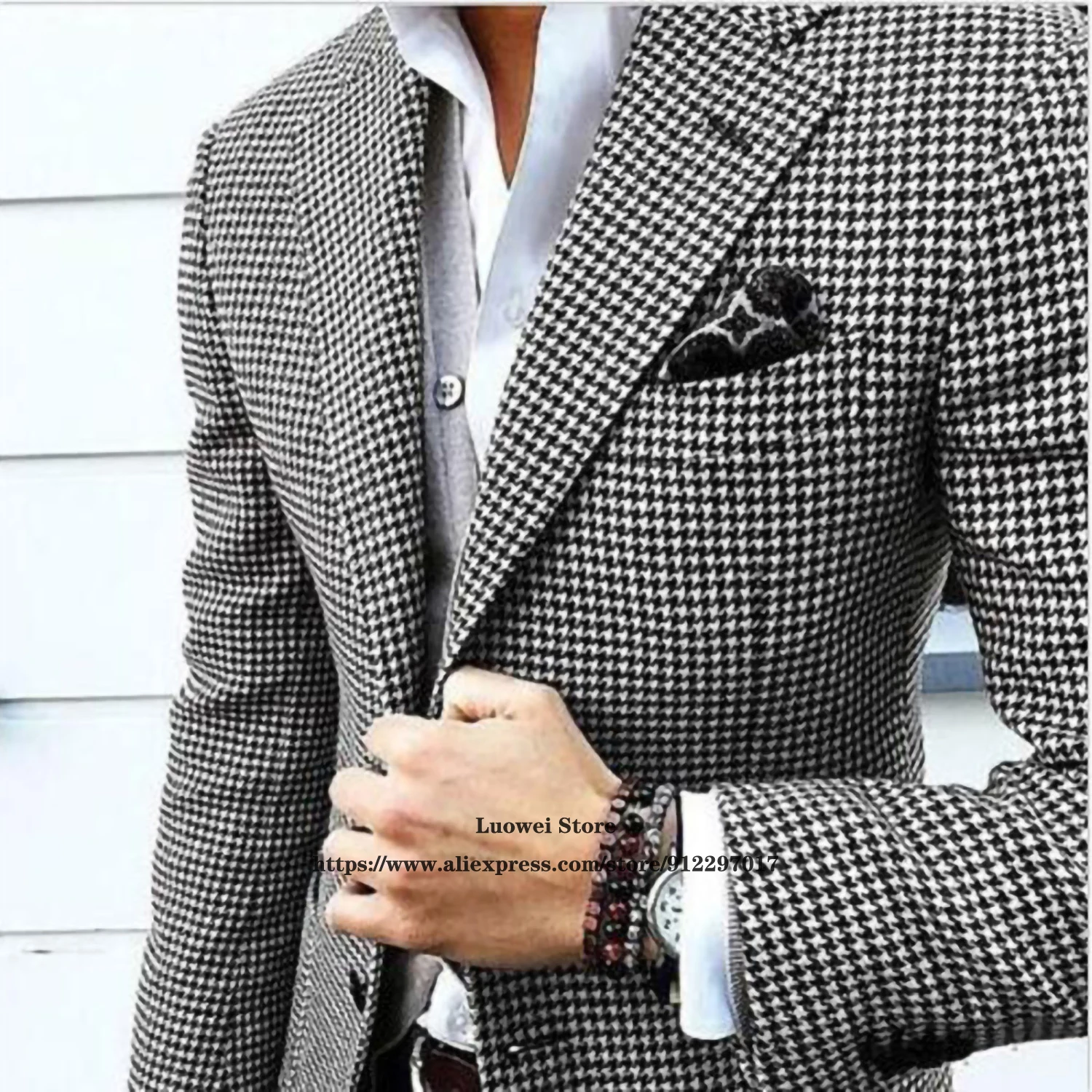 Mens Suits Casual Houndstooth Formal Business Blazer Groom Wedding Tuxedo Classic Plaid Slim Fit Male 2 Piece Set (Jacket+Pants)
Mens Suits Casual Houndstooth Formal Business Blazer Groom Wedding Tuxedo Classic Plaid Slim Fit Male 2 Piece Set (Jacket+Pants)