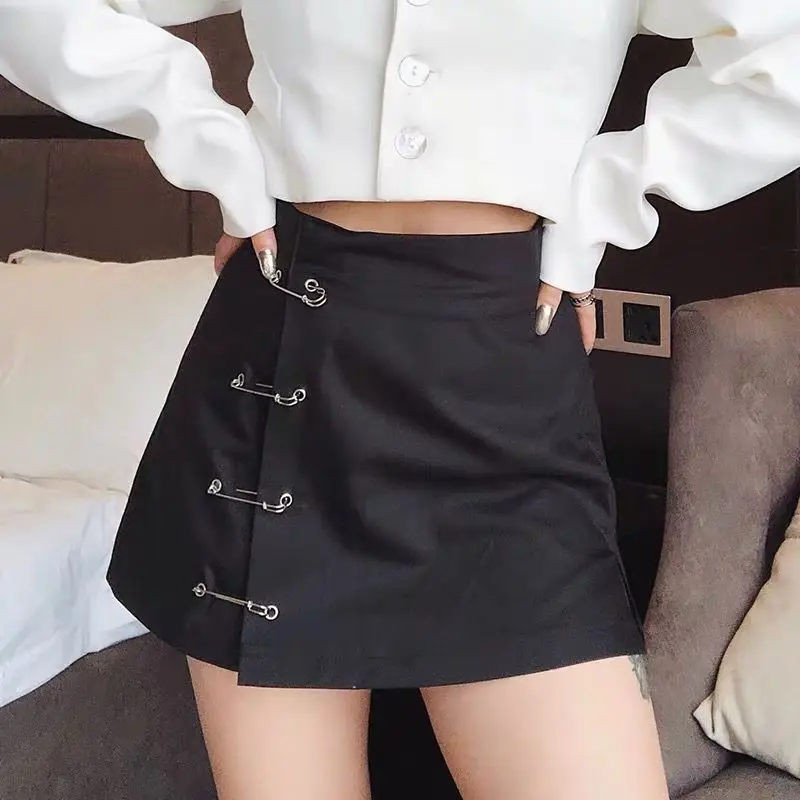 Black Summer Mini Saftey Pin Skirts High-waisted Streetwear Mini women side split two pieces woman Skirt
Black Summer Mini Saftey Pin Skirts High-waisted Streetwear Mini women side split two pieces woman Skirt