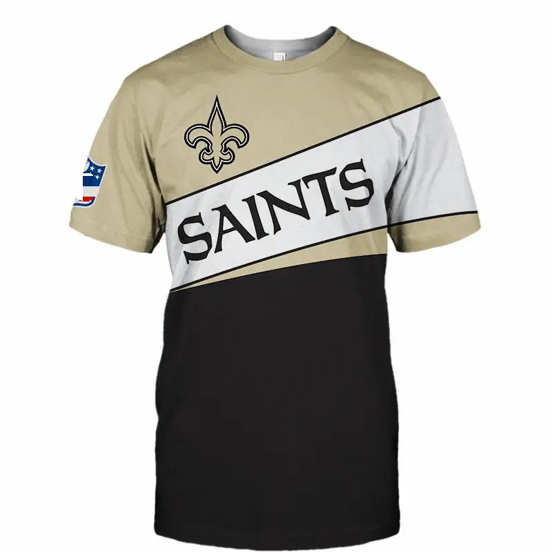 New Orleans Fashionable American Football Saints tshirts Khaki black graded dart print 3D tops
New Orleans Fashionable American Football Saints tshirts Khaki black graded dart print 3D tops