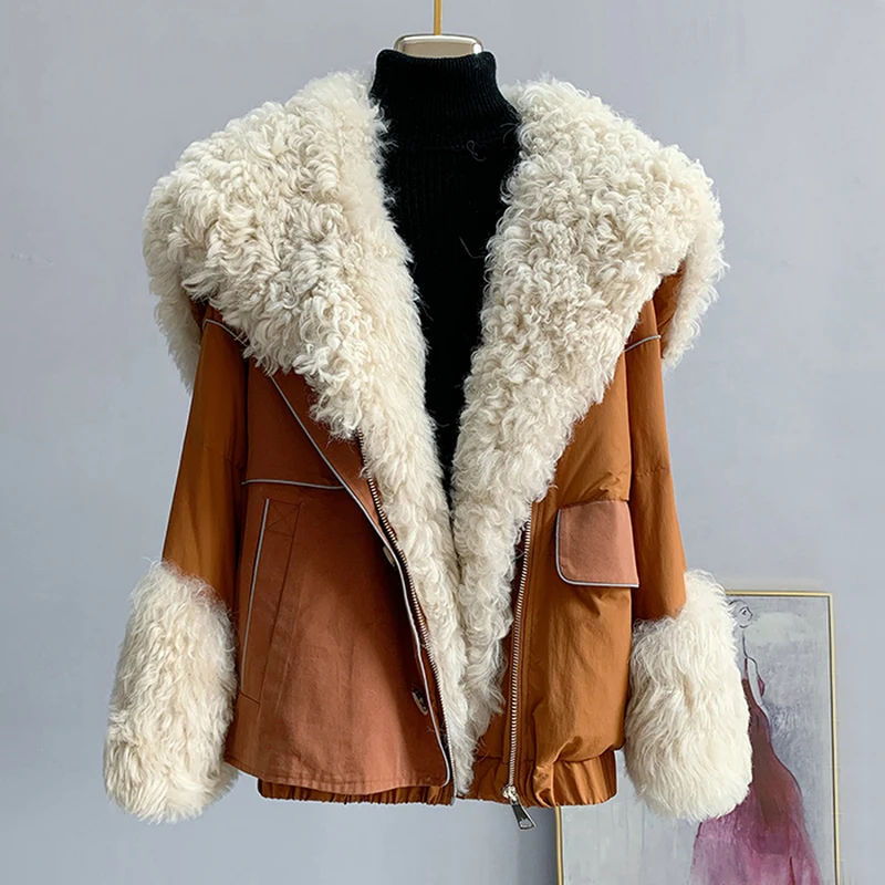2021 New Imported Wool Fur Integrated Fur Down Jacket Women 'S Short Big Fur Collar White Goose Down Lamb Wool Coat
2021 New Imported Wool Fur Integrated Fur Down Jacket Women 'S Short Big Fur Collar White Goose Down Lamb Wool Coat
