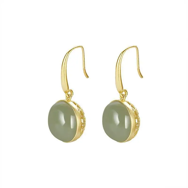 Hengqiao S925 Sterling Silver Inlaid Hetian Jade Gray Jade round Beads Gold Fashion Personality All-Match Ear Jewelry Female Ear
Hengqiao S925 Sterling Silver Inlaid Hetian Jade Gray Jade round Beads Gold Fashion Personality All-Match Ear Jewelry Female Ear
