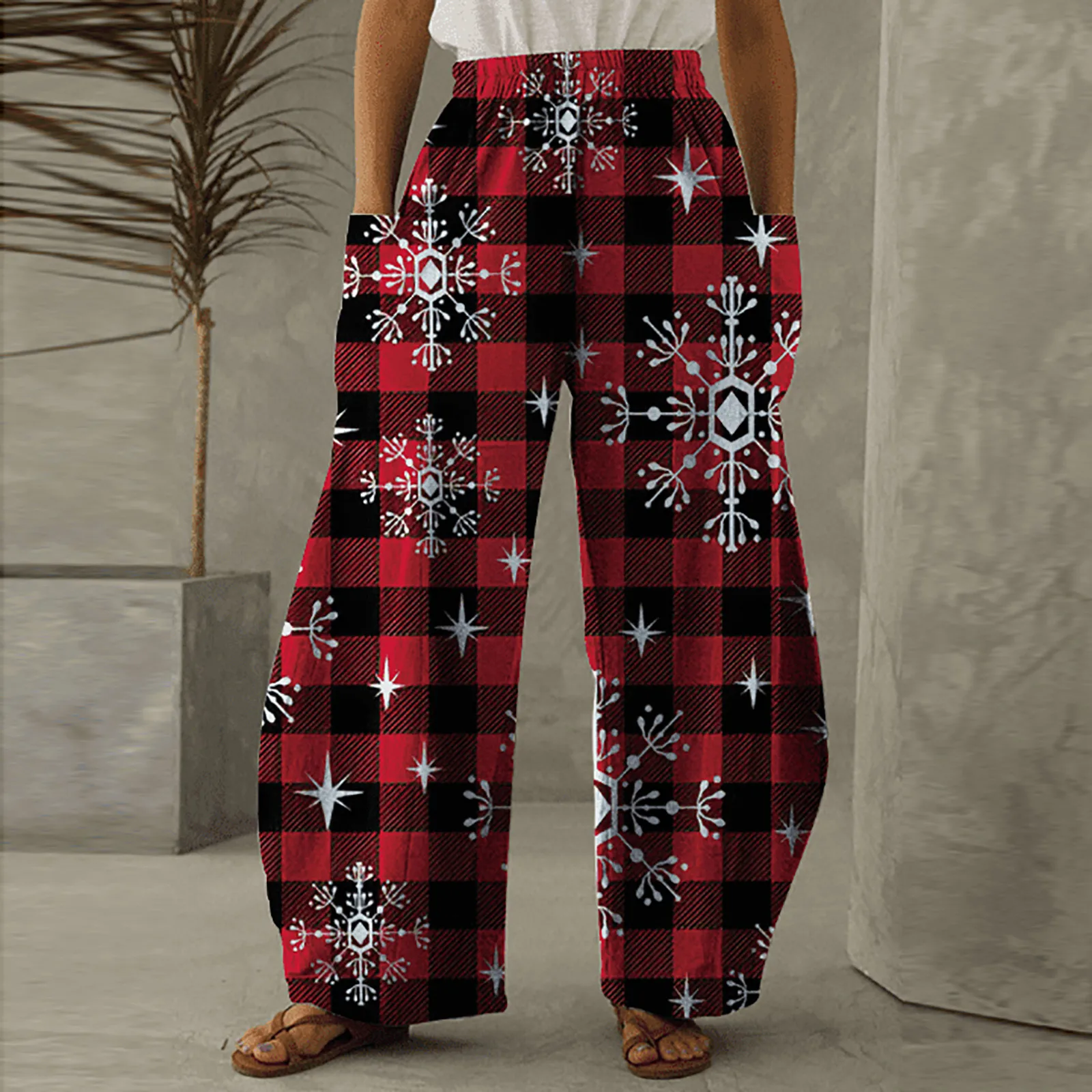 Loose Christmas Women Pants Xmas Snowflake Print Trousers With Pockets Bottoms Straight Wide Leg Pants High Waist Sports Pants
Loose Christmas Women Pants Xmas Snowflake Print Trousers With Pockets Bottoms Straight Wide Leg Pants High Waist Sports Pants