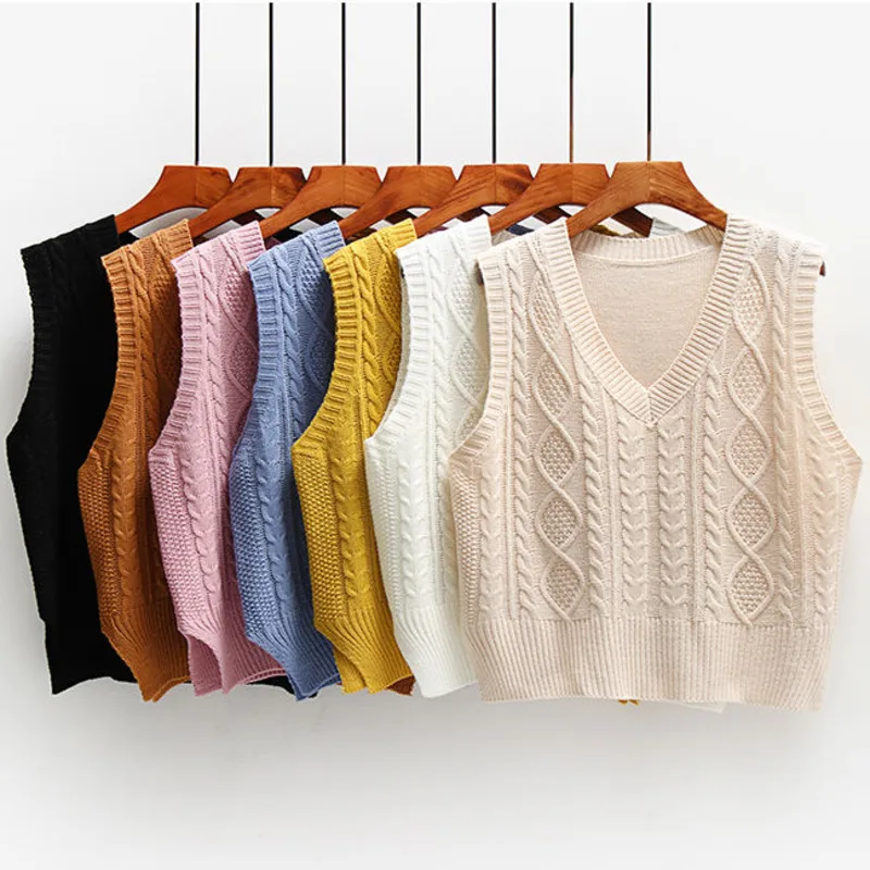 Winter Women's Sleeveless Knitted Vest Women V-neck Waistcoat Coat Korean Style Simple Chic Knit Sweater Tank Top Female Jacket 
Winter Women's Sleeveless Knitted Vest Women V-neck Waistcoat Coat Korean Style Simple Chic Knit Sweater Tank Top Female Jacket
