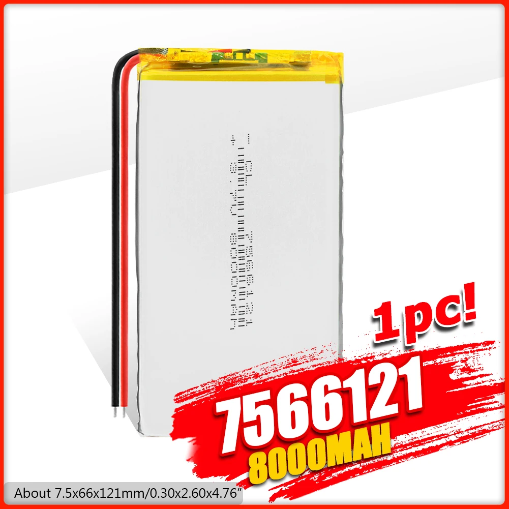 YCDC 3.7V 8000mAh polymer lithium battery with protective panel charging battery power 7566121 For Tablet PDA GPS Electric Toys
YCDC 3.7V 8000mAh polymer lithium battery with protective panel charging battery power 7566121 For Tablet PDA GPS Electric Toys