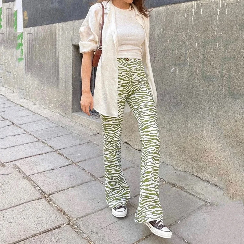 2021 Summer New Style Printed Green Striped Women's Trousers Street Shooting Autumn High-waist Micro-cut Wide-leg Female Pants
2021 Summer New Style Printed Green Striped Women's Trousers Street Shooting Autumn High-waist Micro-cut Wide-leg Female Pants