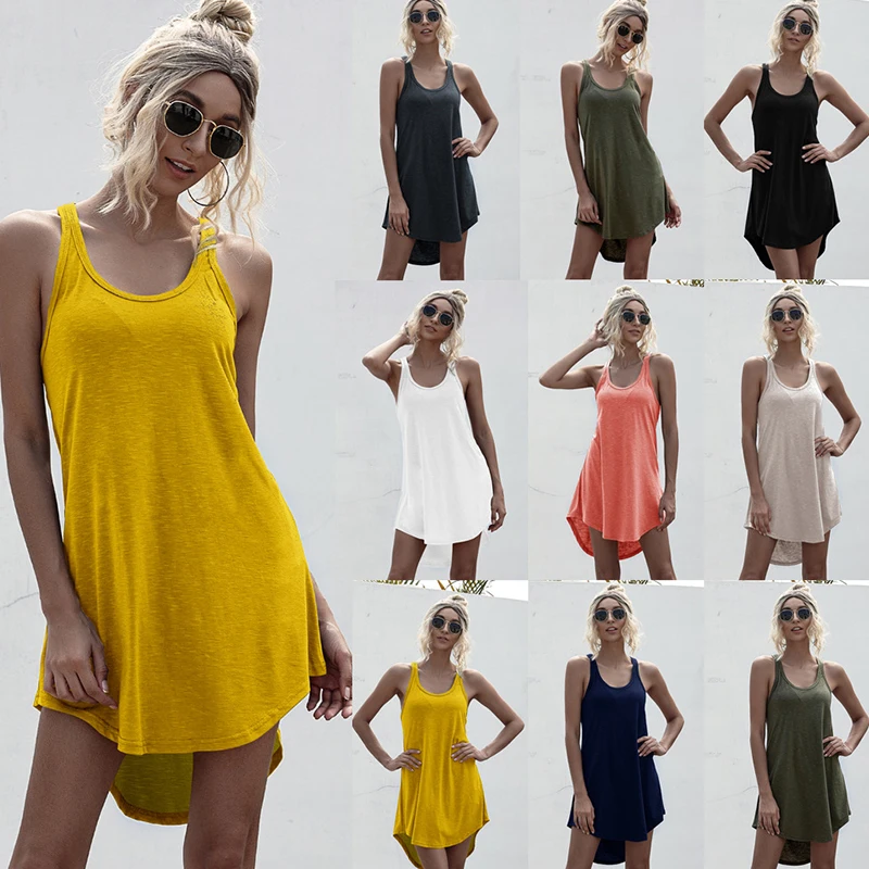 Summer Tank Dress Tunic Big Size 3xl Long Back Short Front Plain Dress Sleeveless Sukienka Fashion Irregular Dress Solid Women
Summer Tank Dress Tunic Big Size 3xl Long Back Short Front Plain Dress Sleeveless Sukienka Fashion Irregular Dress Solid Women