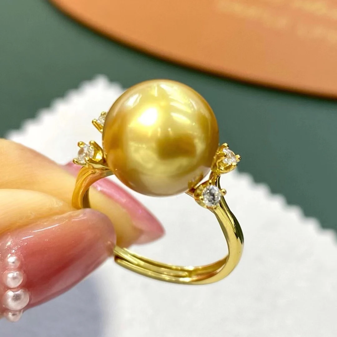 Luxury Solid 925 Sterling Silver G14k Gold Plated Pearl Ring for Women 11-12mm Golden South Sea Pearl No Flaws Shiny Color
Luxury Solid 925 Sterling Silver G14k Gold Plated Pearl Ring for Women 11-12mm Golden South Sea Pearl No Flaws Shiny Color
