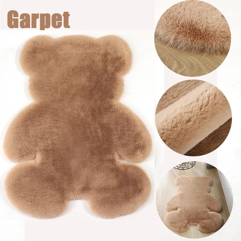 

Cartoon Living Room Carpet Bear Rugs Soft -Skid Floor Area Rug Decor Mordern Shaggy Bedroom Kids Room Faux Fluffy Carpets Mats