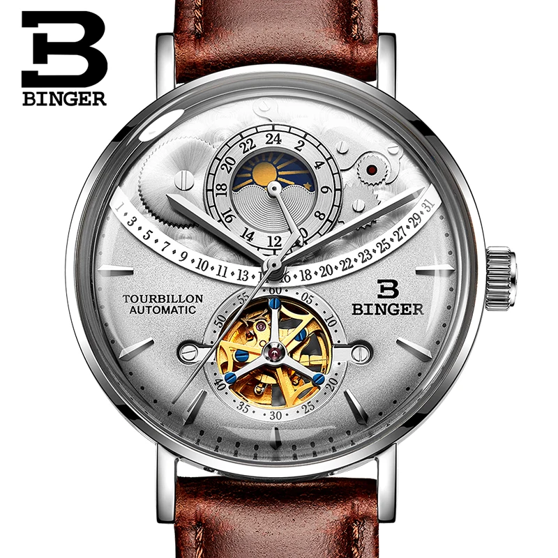 Switzerland Automatic Watch Men BINGER Skeleton Mechanical Men Watches Fashion Leather Clock Relogio Masculino Waterproof Gray
Switzerland Automatic Watch Men BINGER Skeleton Mechanical Men Watches Fashion Leather Clock Relogio Masculino Waterproof Gray