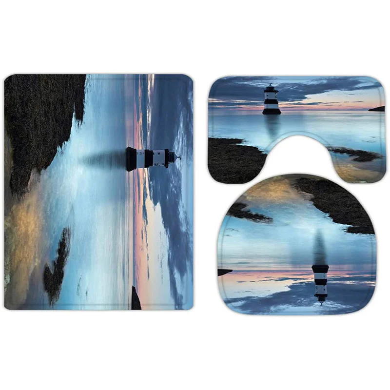 Ocean Coastal nautical lighthouse 3-piece bathroom carpet, U-shaped cushion, non-slip goose down toilet seat, washable
Ocean Coastal nautical lighthouse 3-piece bathroom carpet, U-shaped cushion, non-slip goose down toilet seat, washable