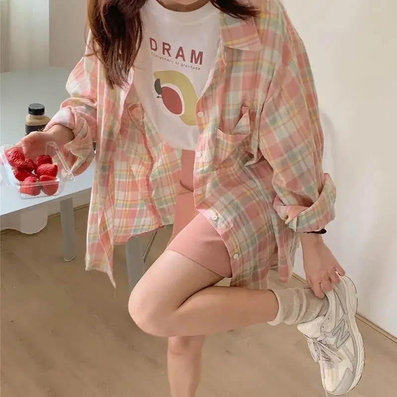 Plaid Shirts Women Summer Thin Sunscreen Clothing 2021 New Long Sleeved Blouses Casual Multi Colors Jacket
Plaid Shirts Women Summer Thin Sunscreen Clothing 2021 New Long Sleeved Blouses Casual Multi Colors Jacket