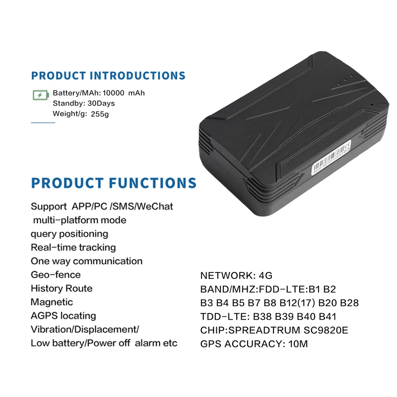4G GPS Tracker Car Strong Magnetic Vehicle Tracker GPS Locator Tracker Realtime Google Map Tracking SOS Remote Voice Monitor
4G GPS Tracker Car Strong Magnetic Vehicle Tracker GPS Locator Tracker Realtime Google Map Tracking SOS Remote Voice Monitor