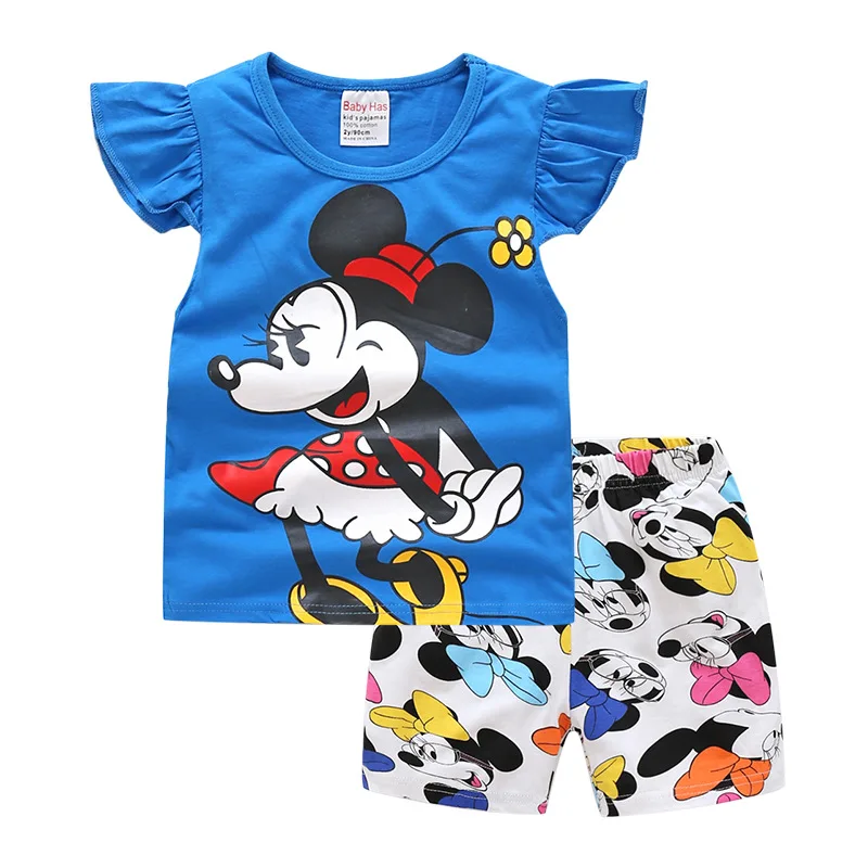 Disney summer cotton fashion Minnie Mickey short-sleeved T-shirt shorts pajamas children's home clothing set
Disney summer cotton fashion Minnie Mickey short-sleeved T-shirt shorts pajamas children's home clothing set