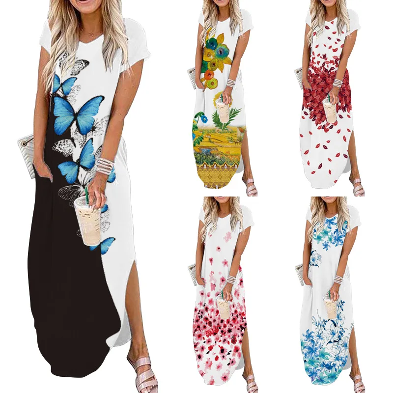 Plus Size Casual Summer Maxi Dress For Women 2021 V Neck Short Sleeve 3D Butterfly Floral Print Boho Beach Holiday Long Dresses
Plus Size Casual Summer Maxi Dress For Women 2021 V Neck Short Sleeve 3D Butterfly Floral Print Boho Beach Holiday Long Dresses
