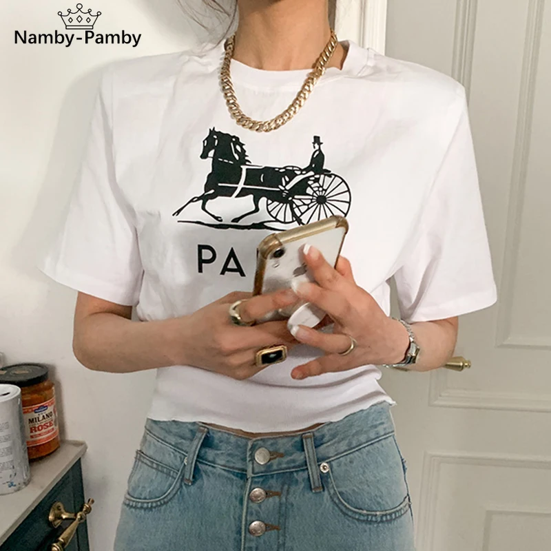 Fashion Funny Cartoon Letter Print Woman TshirtS 2021 Summer Tide Chic Slim Waist T Shirt Hot Sales O Neck Short Sleev Tops
Fashion Funny Cartoon Letter Print Woman TshirtS 2021 Summer Tide Chic Slim Waist T Shirt Hot Sales O Neck Short Sleev Tops