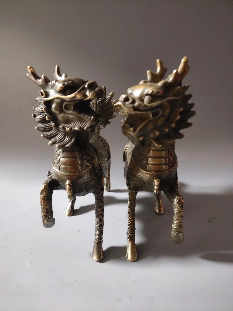 2 шт., китайские изысканные медные зеркальные медные латунные украшения, статуя кайлина для друзей 
2 шт., китайские изысканные медные зеркальные медные латунные украшения, статуя кайлина для друзей