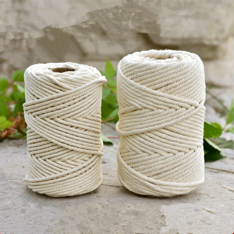 

New 1-10mm Beige Cotton Twisted Braided Cord Rope Diy Handmade Home Textile Accessories Craft Macrame String Wedding Decoration