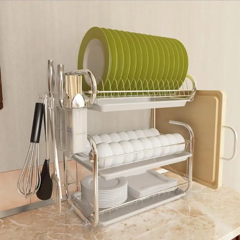3 Layers Stainless Steel Dish Drying Rack Sink Bowl Shelf Nonslip Cutlery Holder Kitchen Chopping Board Holder Organizer
3 Layers Stainless Steel Dish Drying Rack Sink Bowl Shelf Nonslip Cutlery Holder Kitchen Chopping Board Holder Organizer