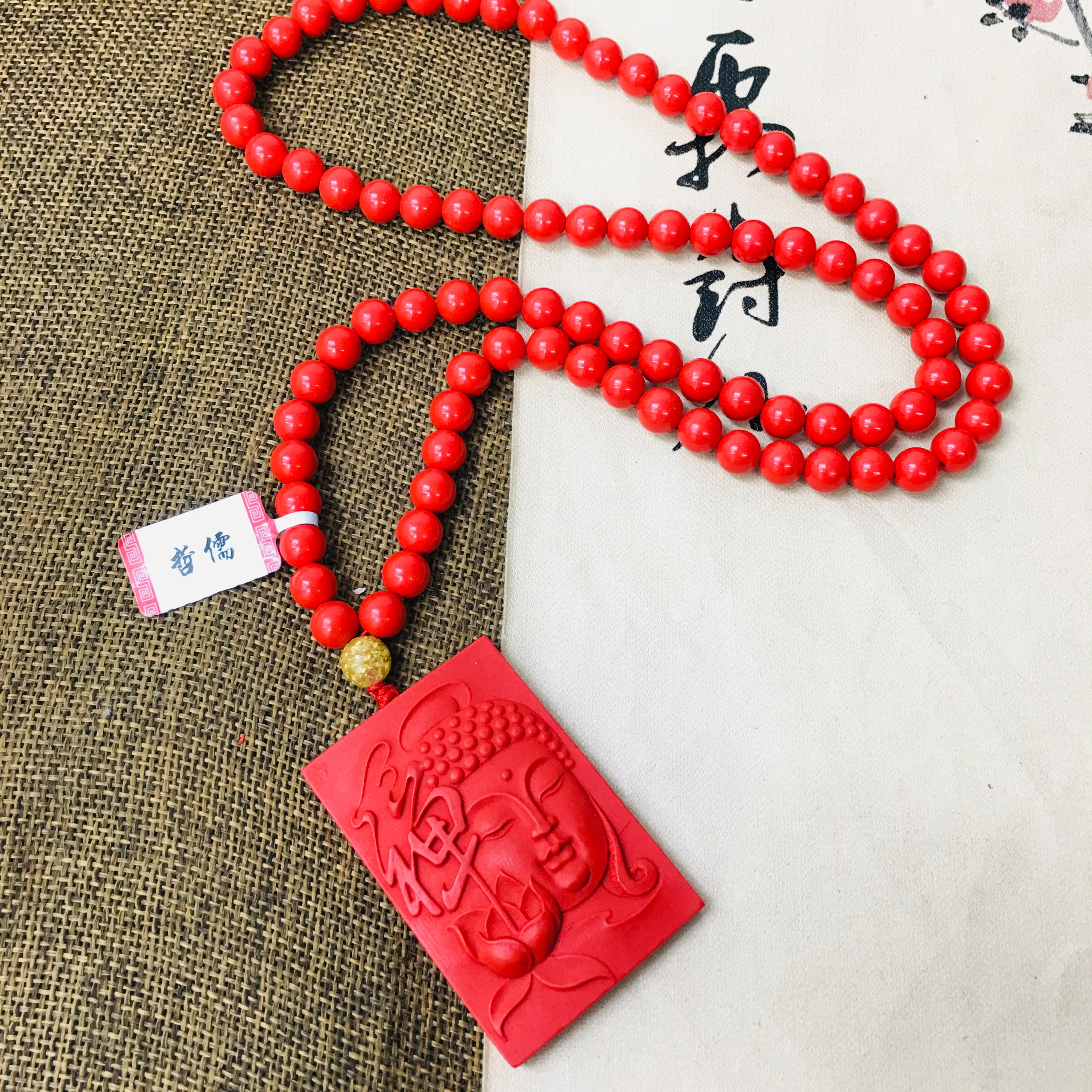 Zheru natural cinnabar carved red Zen Buddha head pendant with multi-color bead necklace Beautiful men and women sweater chain
Zheru natural cinnabar carved red Zen Buddha head pendant with multi-color bead necklace Beautiful men and women sweater chain