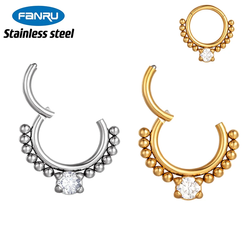 316L Surgical Steel Piercing Nose Ring Daith Circle Zircon Hinged Segment Earrings Clicker Ear Cartilage Body Piercing Jewelry
316L Surgical Steel Piercing Nose Ring Daith Circle Zircon Hinged Segment Earrings Clicker Ear Cartilage Body Piercing Jewelry