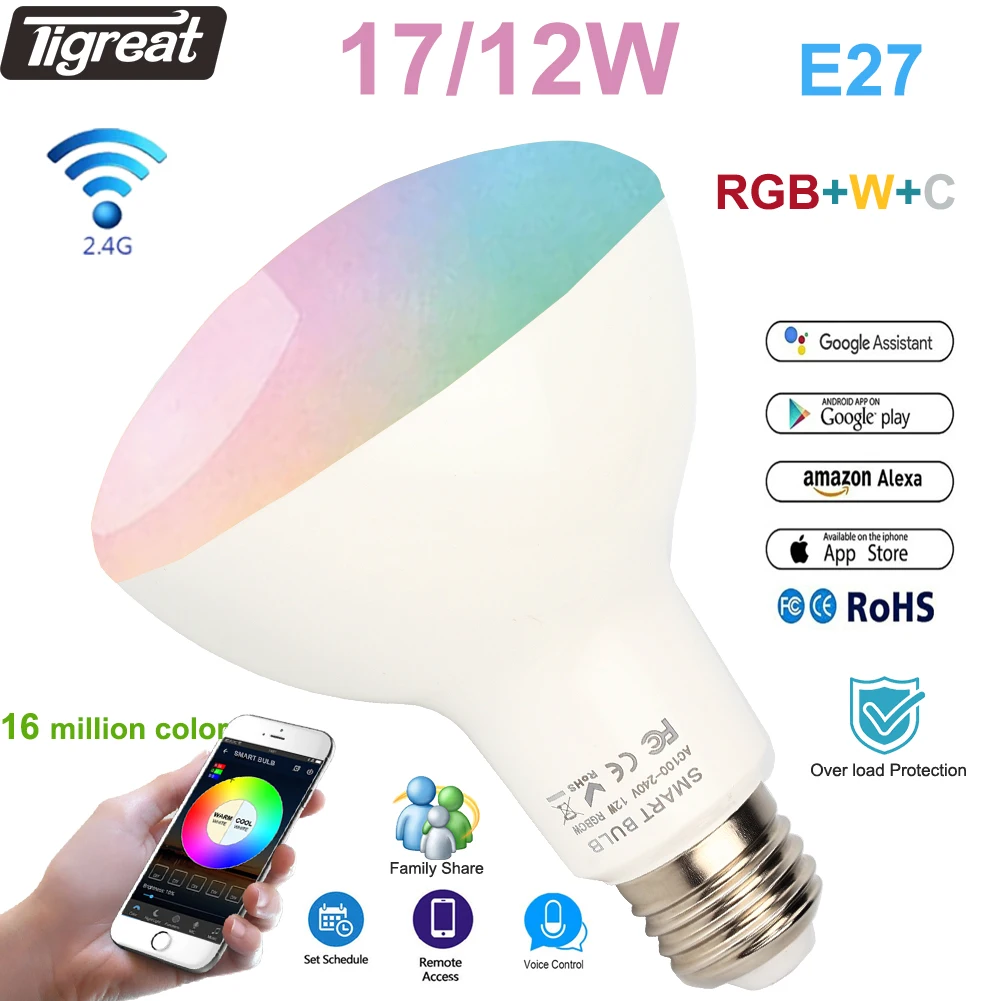 Tigreat WiFi смарт-лампы в виде светодиодный светильник 12/17 Вт RGB + W + C E27 таймер голосового дистанционного Управление Tuya Smart Home приложение Alexa ifttt с ...
Tigreat WiFi смарт-лампы в виде светодиодный светильник 12/17 Вт RGB + W + C E27 таймер голосового дистанционного Управление Tuya Smart Home приложение Alexa ifttt с ...