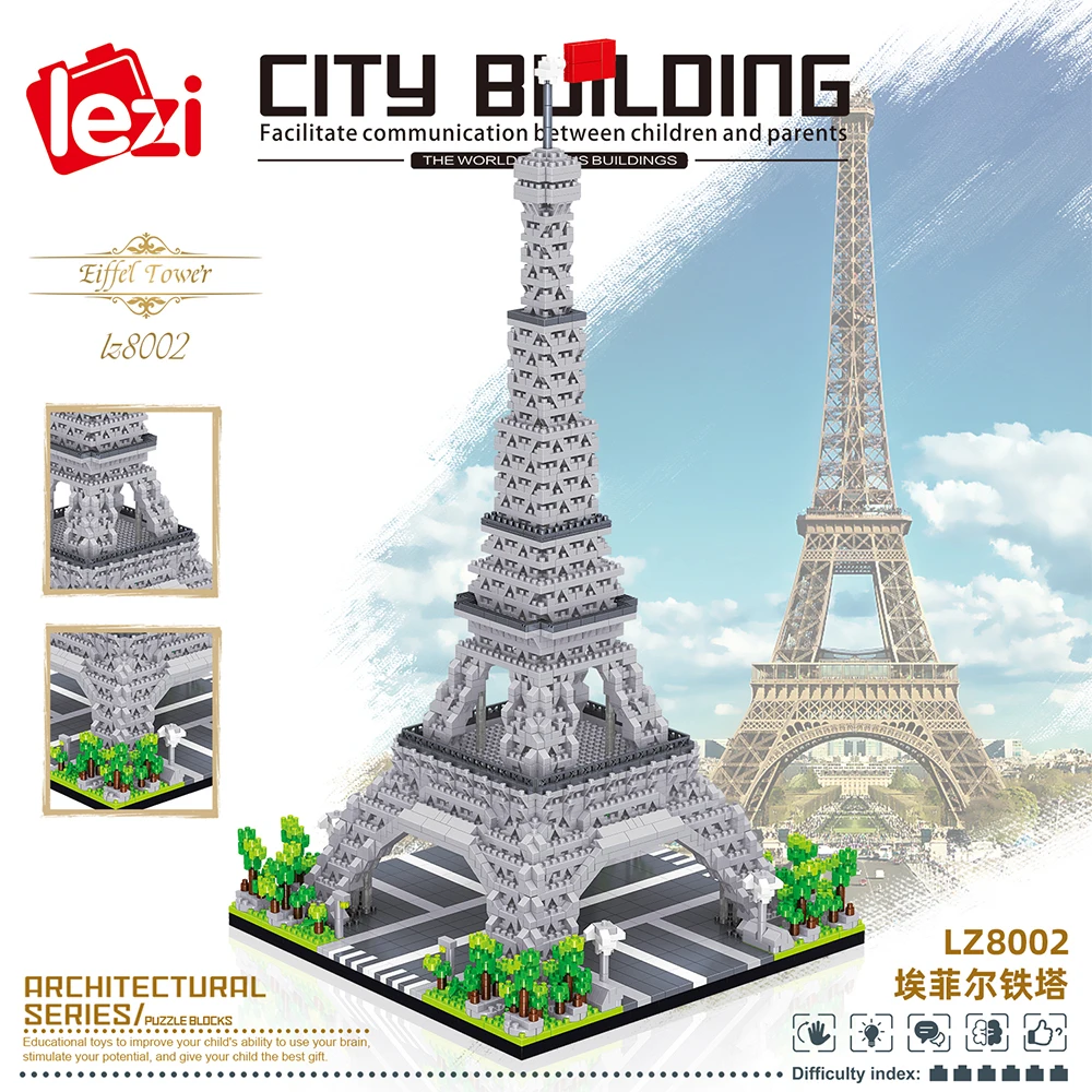 3D model Eiffel Tower Diamond Mini brick 3585 PCS building blocks city Architecture toys for children
3D model Eiffel Tower Diamond Mini brick 3585 PCS building blocks city Architecture toys for children