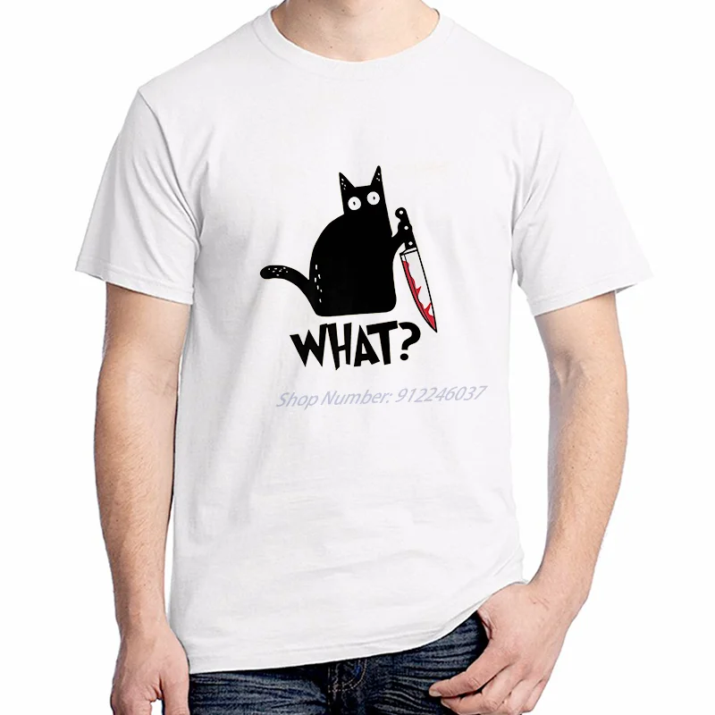 What Funny Black Cat Men t-shirt Tee Murderous Cat With Knife Halloween Printed T-shirt Men's Clothing
What Funny Black Cat Men t-shirt Tee Murderous Cat With Knife Halloween Printed T-shirt Men's Clothing