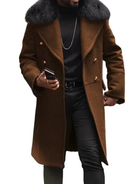 Casual wool tweed solid color slim fit double row button Brown side seam pocket wool men's coat
Casual wool tweed solid color slim fit double row button Brown side seam pocket wool men's coat