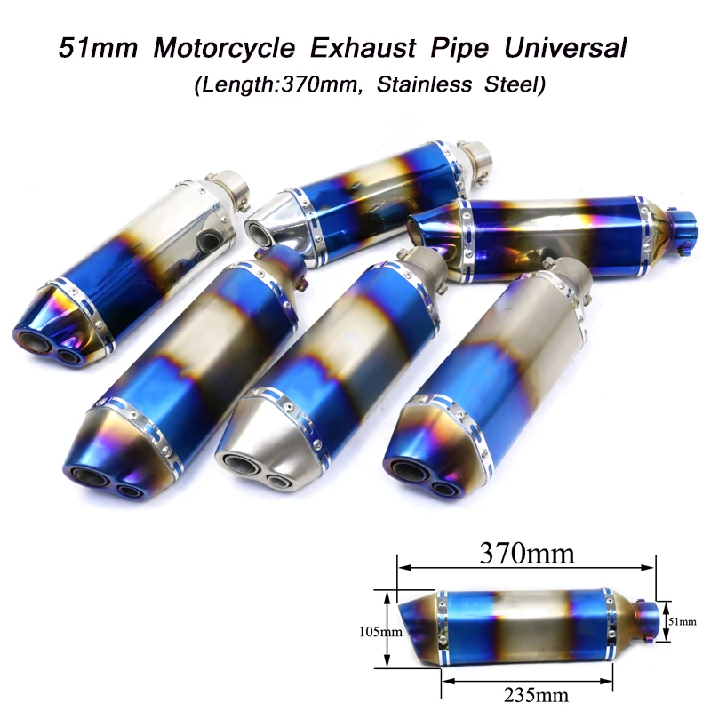 51mm Half Blue Vent Pipe System For Motorcycle Exhaust Muffle Pipe With DB Killer Set Universal Baffler Pipe 370mm Length
51mm Half Blue Vent Pipe System For Motorcycle Exhaust Muffle Pipe With DB Killer Set Universal Baffler Pipe 370mm Length