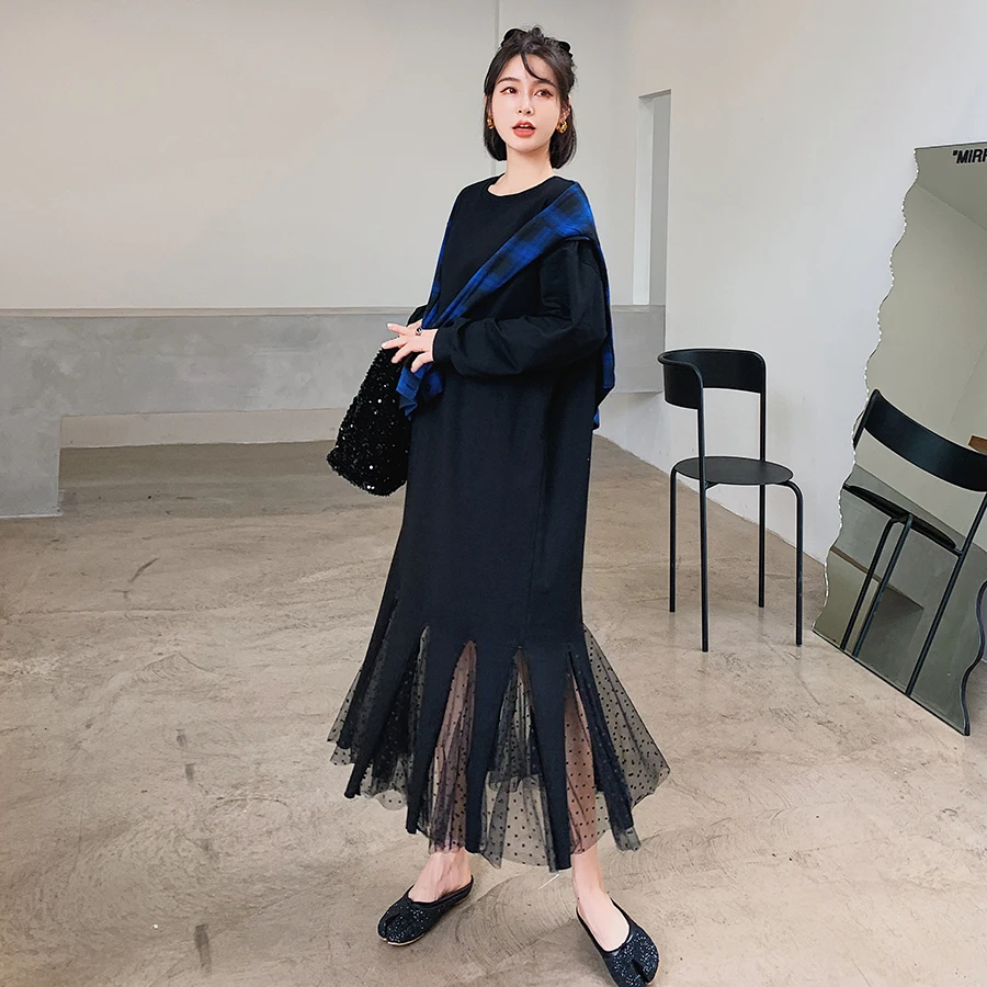 SuperAen 2021 осень/зима длинный размера плюс лоскутное Марлевое сплошное тонкое с О-образным вырезом Полный Свитшот Повседневное платье для жен...
SuperAen 2021 осень/зима длинный размера плюс лоскутное Марлевое сплошное тонкое с О-образным вырезом Полный Свитшот Повседневное платье для жен...