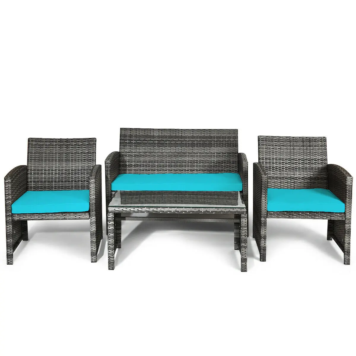4PCS Patio Rattan Furniture Set Conversation Glass Table Top Cushioned Sofa HW63238
4PCS Patio Rattan Furniture Set Conversation Glass Table Top Cushioned Sofa HW63238