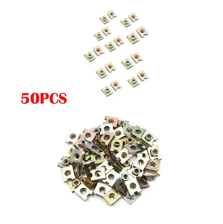 50Pcs Thin Square Nut Car Door Dashboard Panel Copper Tone M6 Metal Spring U-Clip Nut
50Pcs Thin Square Nut Car Door Dashboard Panel Copper Tone M6 Metal Spring U-Clip Nut
