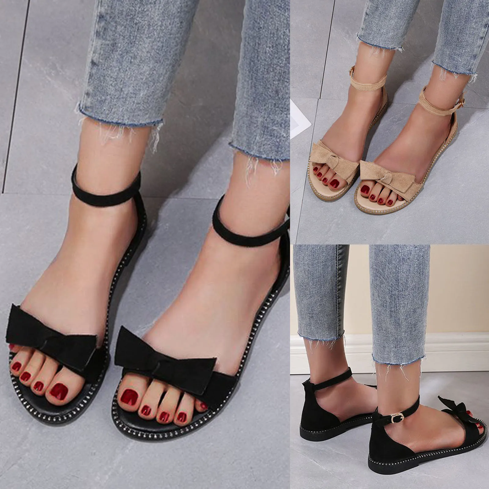 Flats Sandals Summer New Flat Bottom Comfortable One Line Buckle Bow Roman Shoes Large Sandals 2021 Fashion Casual Women's Shoes
Flats Sandals Summer New Flat Bottom Comfortable One Line Buckle Bow Roman Shoes Large Sandals 2021 Fashion Casual Women's Shoes